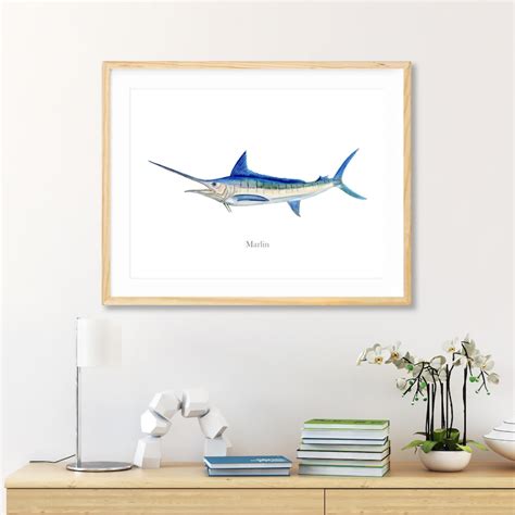 Blue Marlin Watercolor Billfish Wall Art Marlin Art Print - Etsy