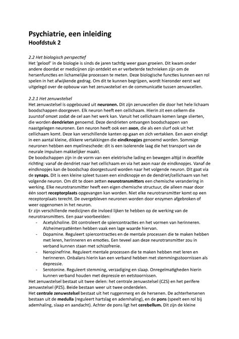 Psychiatrie Een Inleiding Hoofdstuk 2 Dit Kwam Onder Andere Doordat