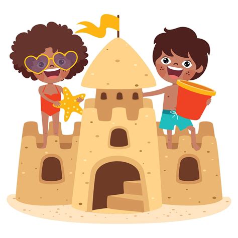 Kids Playing With Sand Castle 13481087 Vector Art at Vecteezy