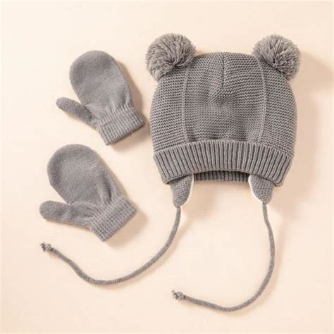 Tricoté Pompon Bébé Chapeau Épais Chaud Fille Garçon Bonnet Hiver