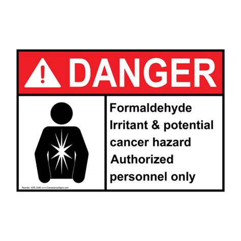 Danger Sign Formaldehyde Irritant Hazard Sign ANSI