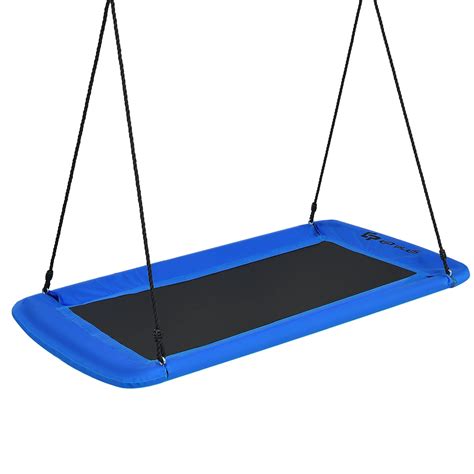 60 Inches Platform Saucer Tree Swing Set Outdoor Rectangle Swing Blue