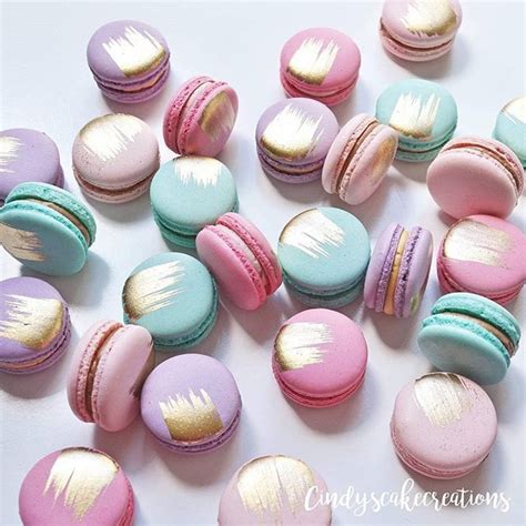 Gold Brushed Macaron Painted Macaron Pastel Feminine Girly Macaron