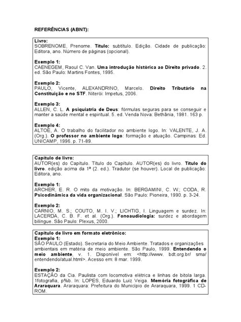 Leia Atentamente As Seguintes Afirmativas Sobre A Indicação Das Referências - Formatação de referências bibliográficas segundo o padrão ABNT | PDF
