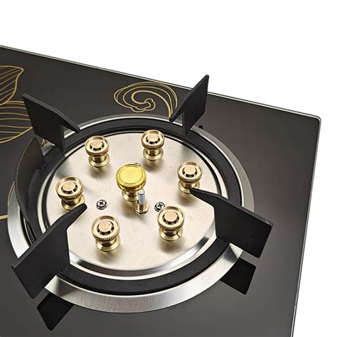 Factory Direct Burner Gas Hob With Mm Tempered Glass And Brass