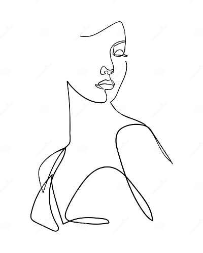 Abstract Woman Body Line Art Drawing. Female Silhouette One Line ...