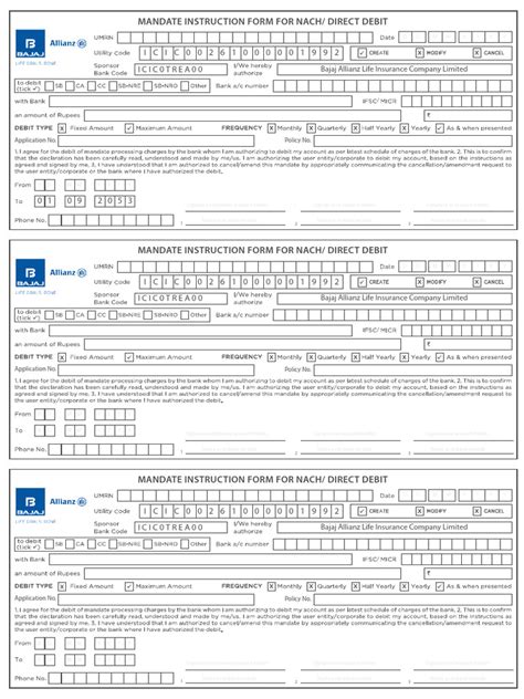 NACH Mandate Form | PDF | Banking Technology | Services (Economics)