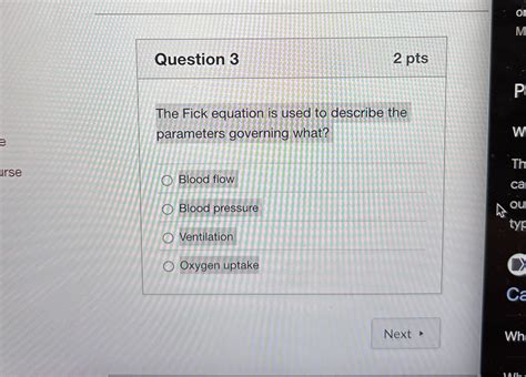 Solved Question 32 ﻿ptsthe Fick Equation Is Used To Describe