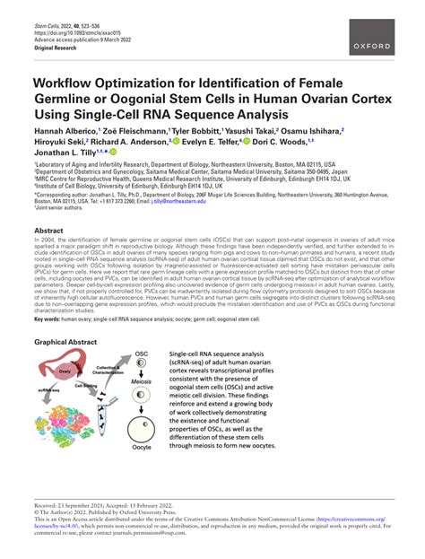 PDF Workflow Optimization For Identification Of Female Germline Or