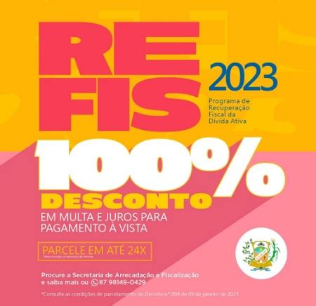 Prefeitura de Araripina lança REFIS 2023 desconto de 100 em multas