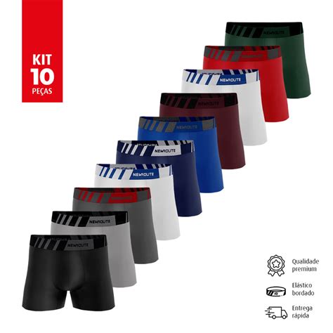 Kit 10 Cuecas Box Boxer Masculina Microfibra OU 5 Cuecas Plus Size