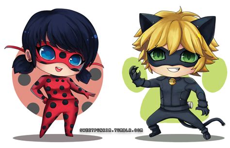 Chibi Ladybug And Cat Noir ~ By Moonlightthewolf On Deviantart