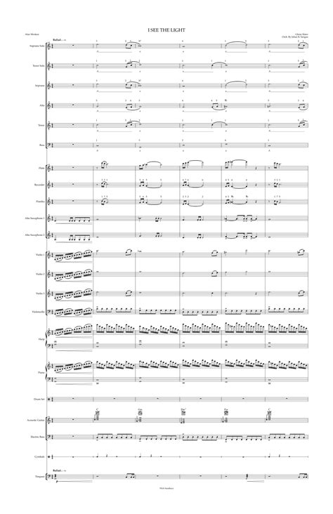 I See The Light Arr Johan Kanani Tarigan By Alan Menken Sheet Music