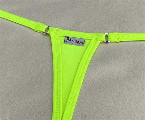 Extreme Micro Bikini Set Neon Yellow Micro Mini Bikini Thong Etsy