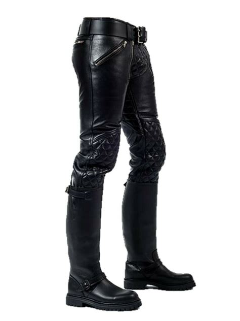 Mens Genuine Sheep Leather Black Quilted Pant With Zipper Stylish Soft Trousers Ebay Mens