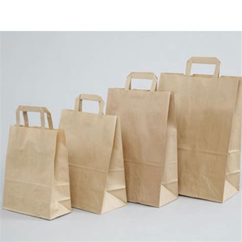 SAC CABAS KRAFT BRUN POIGNEE PLATE 32 17X44CM 80G 50