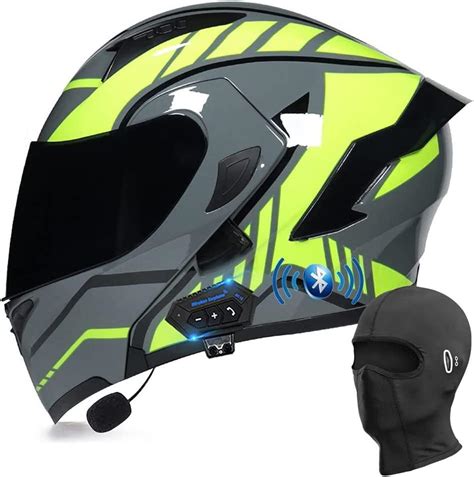 Bluetooth Modular Motorcycle Helmet Dot Approved Full Face Flip Up Anti Fog Double