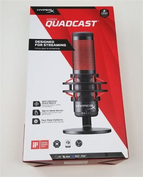 Hyperx Quadcast Red Led Usb Cardioid Microphone Black For Sale Online