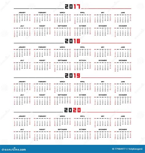 2019 2020 2021 Year Vector Calendar In Slovenian Language Week