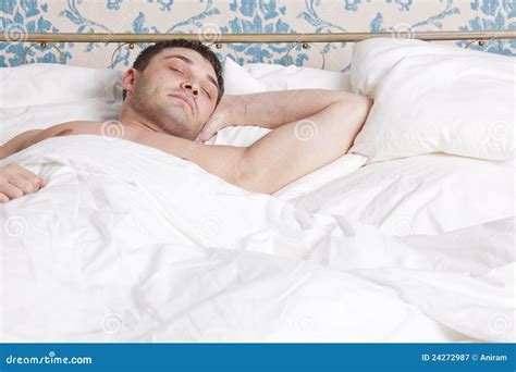 Man Sleeping In Bed Stock Image Image Of Home Morning 24272987