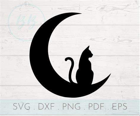 Halloween Cat And Moon Cut File Printable Svg Dxf Png Etsy Australia