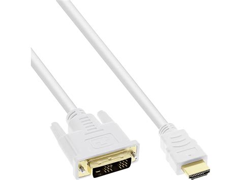 INLINE InLine® HDMI-DVI Kabel, weiß / gold, HDMI Stecker auf DVI 18+1 ...