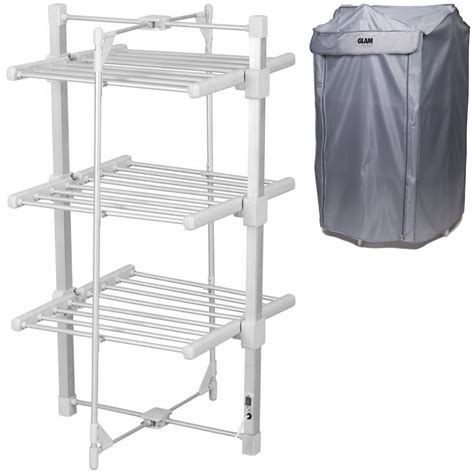 Glamhaus Electric Heated Clothes Airer Dryer Rack Aluminium With Cover