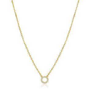 ZINZI Gold Plated Zilveren Ketting 45cm Met Drie Ovale Schakels Bezet