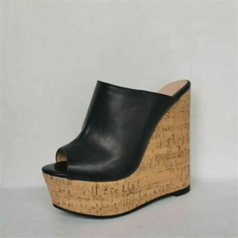 Sexy Damenschuhe Plateau Wedge Extreme Heels Holz Optik Sandalen