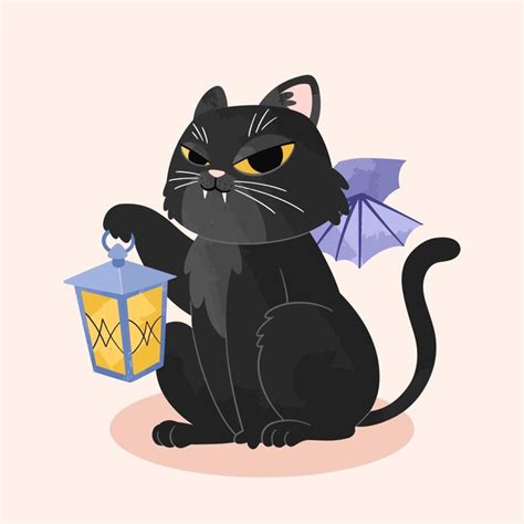 Ilustración de Halloween lindo gato espeluznante Vector Premium