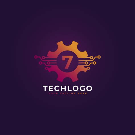 Technology Number 7 Gear Logo Design Template Element 6230536 Vector