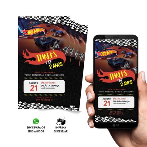 Convite Digital Aniversário Hot Wheels Elo7 Produtos Especiais