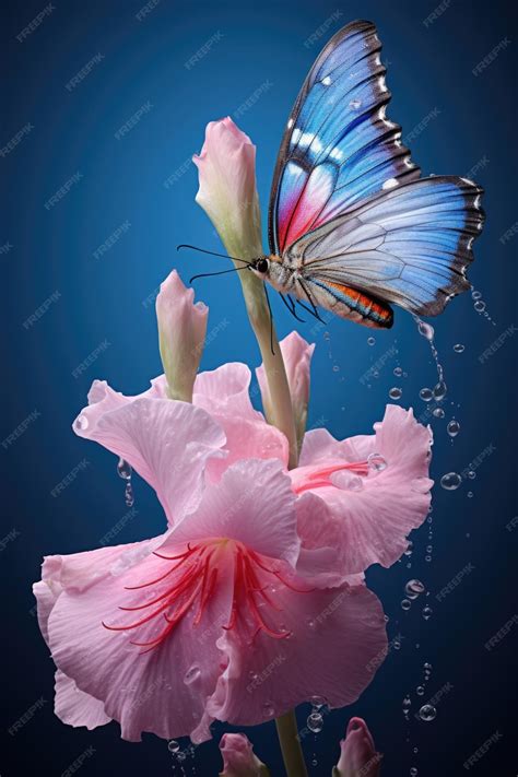 A beautiful butterfly perched on top of a delicate pink flower Perfect