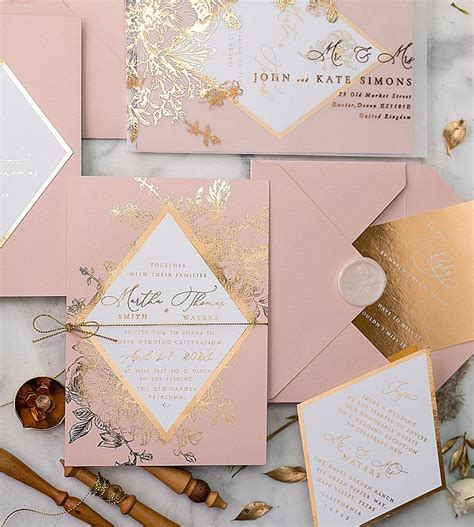 Wedding Invitations Gold Rose Gold Silver Glitter 2 Frameg Z