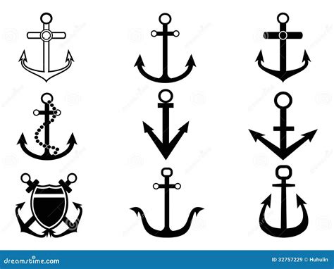 Anchor Icons Set Stock Vector Illustration Of Graphic 32757229