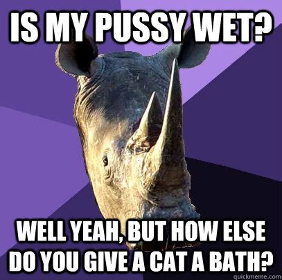 Is My Pussy Wet Well Yeah But How Else Do You Give A Cat A Bath Sexually Oblivious Rhino