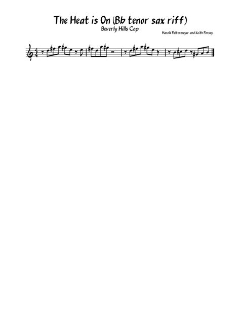 The Heat Is On Glenn Frey The Heat Is On Glenn Frey Tenor Sax Riff Sheet Music For Piano