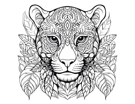 Adult Coloring Page Tropical Jaguar Mandala Instant Download I Printable Coloring Sheet I