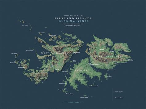 Exaggerated Topographic Map Of Falkland Islands Maps On The Web