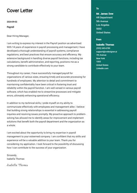 Payroll Cover Letter Example for 2024 (Complete Writing Guide