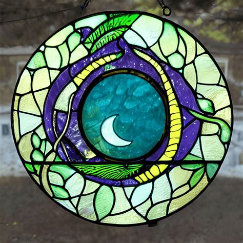 Vitrail Art Nouveau Champagne Surr Aliste Lune Il De Reptilien