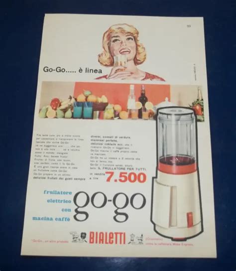 A223 ADVERTISING PUBBLICITÀ 1959 FRULLATORE ELETTRICO GO GO BIALETTI