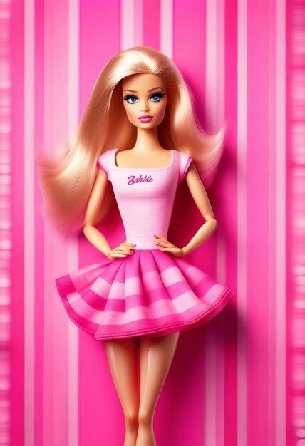 Premium Ai Image Barbie Doll Portrait On A Pink Background Illustration