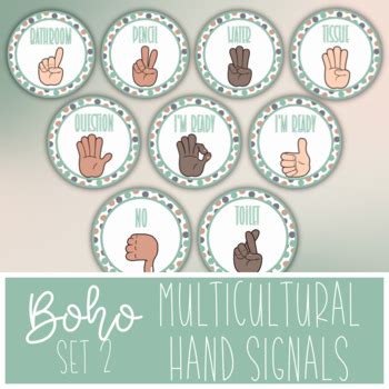 Multicultural Hand Signal Posters For Classroom Management Boho Set