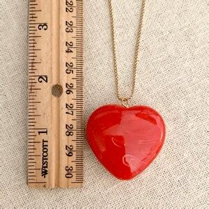 Carrie Bradshaw Sex And The City Ruby Red Swirl Glass Heart Gold Box Chain Long Necklace Etsy