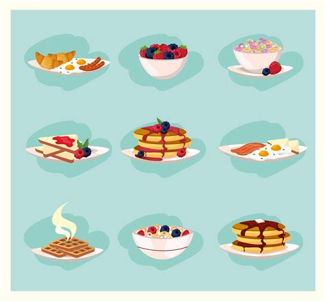 Set of healthy breakfast foods 688409 Vector Art at Vecteezy