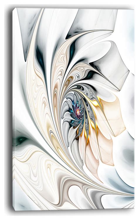 Designart White Stained Glass Floral Art Floral Wall Art Canvas 20x40