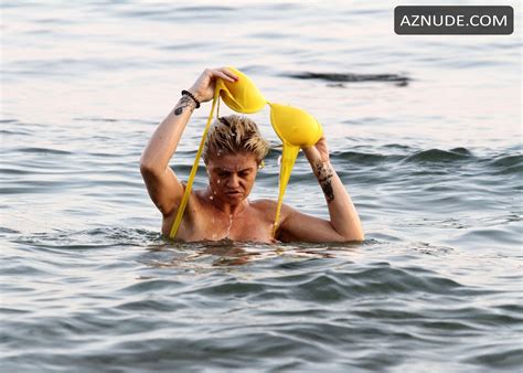 Danniella Westbrook Nude In A Skimpy Canary Yellow Bikini Top On Holiday In Spain AZNude