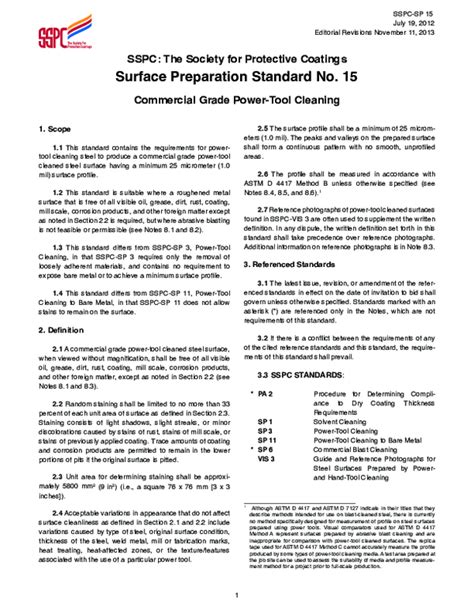 Pdf Sspc The Society For Protective Coatings Surface Preparation Standard No 15 Commercial