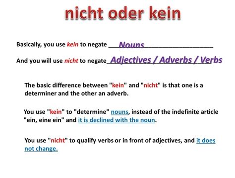 Nicht Oder Kein Learn German German Grammar German Language